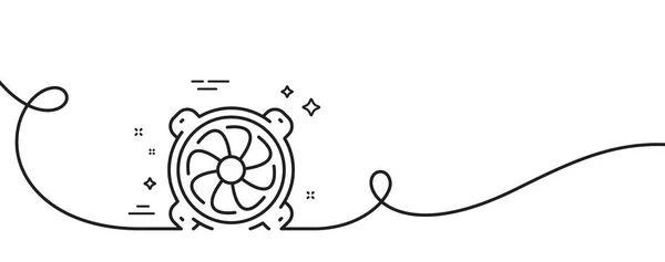 电脑冷却系统图标 连续一行与卷曲 Pc风扇组件标志 电脑风扇单轮廓带 循环曲线模式 — 图库矢量图片