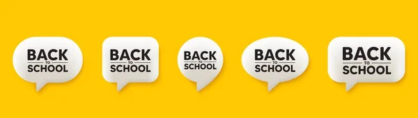 Back School Tag Chat Speech Bubbles Set Education Offer End — Stock Vector