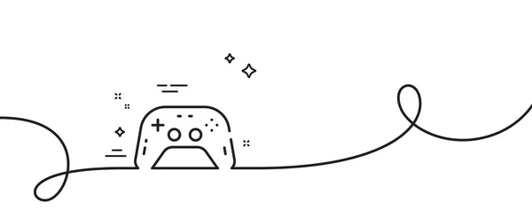 Ikona Linii Gamepad Ciągła Linia Lokami Znak Joysticka Symbol Gamepad — Wektor stockowy
