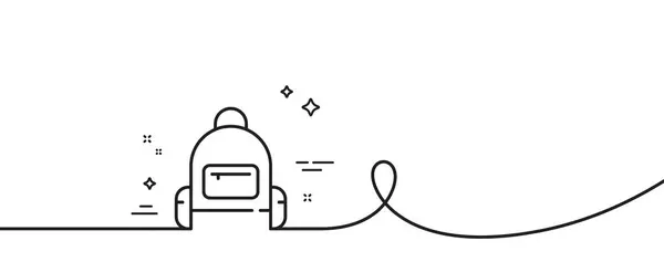 Rucksackschnur Symbol Kontinuierlich Eine Linie Mit Locke Reisegepäckschild Handtaschengepäcksymbol Rucksack — Stockvektor