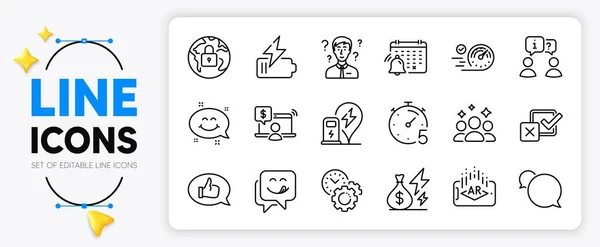 Support Consultant Online Shopping Smile Chat Line Icons Set App — Stock Vector