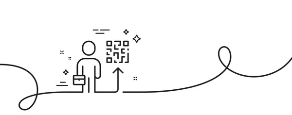 Führungsleitungssymbol Kontinuierlich Eine Linie Mit Locke Person Mit Code Zeichen — Stockvektor
