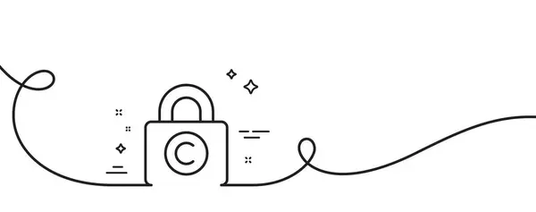 版权储物柜线图标 连续一行与卷曲 抄写标志 私人信息符号 版权储物柜单轮廓带 循环曲线模式 — 图库矢量图片