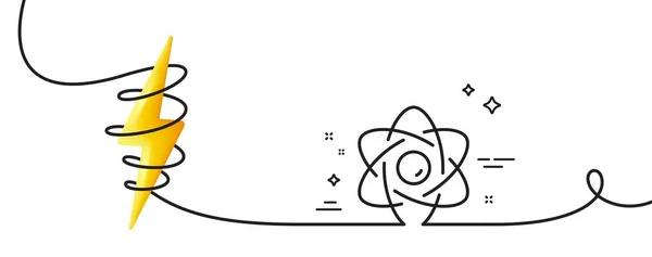 原子核心线图标 连续一行与卷曲 核动力信号 原子核能量符号 原子核单一轮廓带 带能量的回圈曲线 — 图库矢量图片