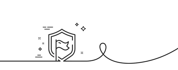 Значок Линии Щита Непрерывная Одна Линия Кудряшками Знак Конфиденциальности Символ — стоковый вектор