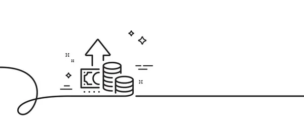 通货膨胀线图标 连续一行与卷曲 价格增长或上涨的迹象 换一个钱的符号通货膨胀单一大纲带 循环曲线模式 — 图库矢量图片