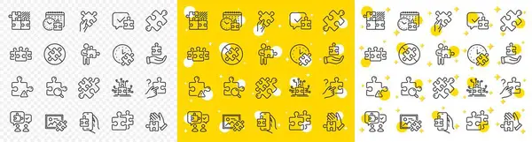 Jigsaw Challenge Zeit Unternehmensstrategie Puzzleteile Symbole Puzzlezeilen Symbole Lösung Entscheidung — Stockvektor
