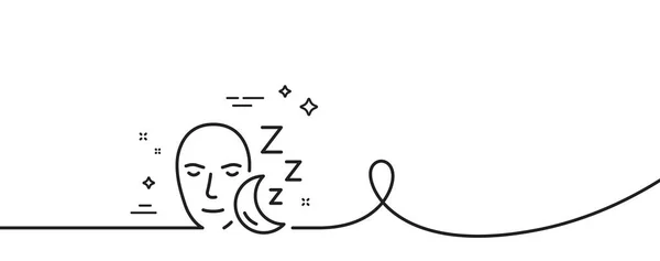 スリープラインアイコン カールとの連続した1行 夜の休憩サイン 眠っている顔のシンボル スリープシングルアウトラインリボン ループ曲線パターン ベクター — ストックベクタ