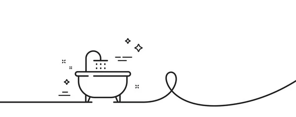 Badewannen Liniensymbol Kontinuierlich Eine Linie Mit Locke Badmöbel Schild Badewannen — Stockvektor