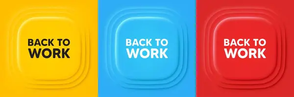 Back Work Tag Neumorphic Offer Banners Job Offer End Vacation — Stock Vector