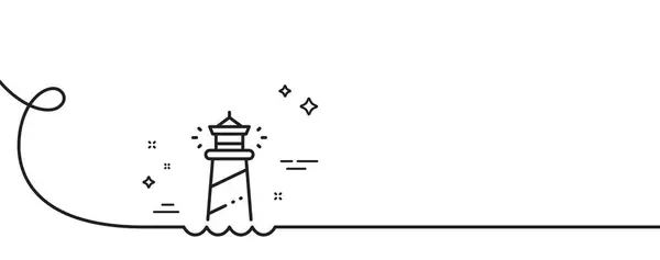Ikona Linii Latarni Morskiej Ciągła Linia Lokami Znak Wieży Reflektorów — Wektor stockowy