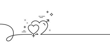Erkek kadın çizgi ikonu. Kıvrımlı tek bir çizgi. Kalp işaretini seviyorum. Çift ilişkileri sembolü. Erkek kadın taslak şeridi. Döngü eğrisi modeli. Vektör