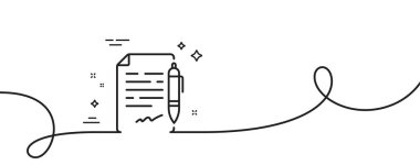 Anlaşma belgesi simgesi. Kıvrımlı tek bir çizgi. Kontrat dosya imzası. Ofis sembolü. Anlaşma belgesi tek ana hatlı kurdele. Döngü eğrisi modeli. Vektör