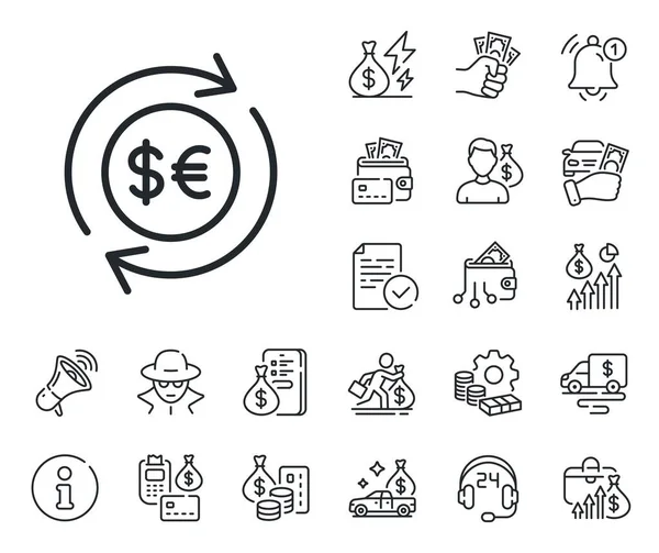 Banking Currency Sign Cash Money Loan Mortgage Outline Icons Money — Stock Vector