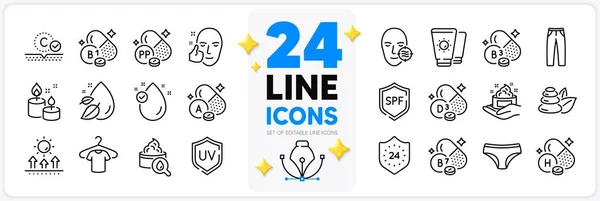 Icons Set Aus Aromakerze Schutz Und Niacin Line Icons Pack — Stockvektor