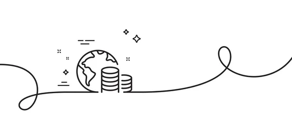 世界预算项目图标 连续一行与卷曲 互联网金融贸易标志 全球经济的象征 预算单列条带 循环曲线模式 — 图库矢量图片