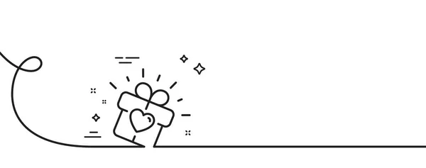 爱情礼物系列图标 连续一行与卷曲 心脏礼物盒标志 约会个人资料符号 爱情礼物单轮廓丝带 循环曲线模式 — 图库矢量图片