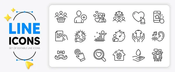 Father Day Hold Document Search Love Line Icons Set App — Stock Vector