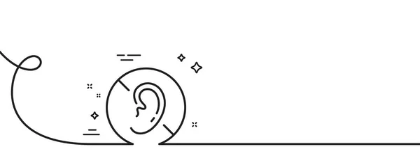 没有听觉线图标 连续一行与卷曲 软绵绵的标志 柔和的音频符号 没有听到单一的轮廓带 循环曲线模式 — 图库矢量图片