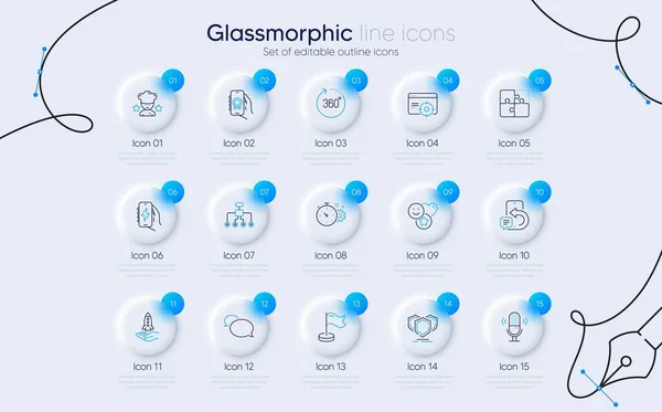 Set Van 360 Graden Milestone Microphone Line Iconen Voor Web — Stockvector