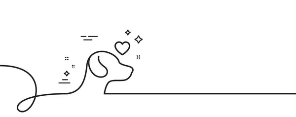 ペットケアラインアイコン カールとの連続した1行 獣医クリニックサイン 犬の健康シンボル ペットのケアシングルアウトラインリボン ループ曲線パターン ベクター — ストックベクタ