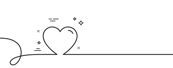 ハートラインアイコン カールとの連続した1行 愛のサイン バレンタインデーのシンボル ハートシングルアウトラインリボン ループ曲線パターン ベクター — ストックベクタ