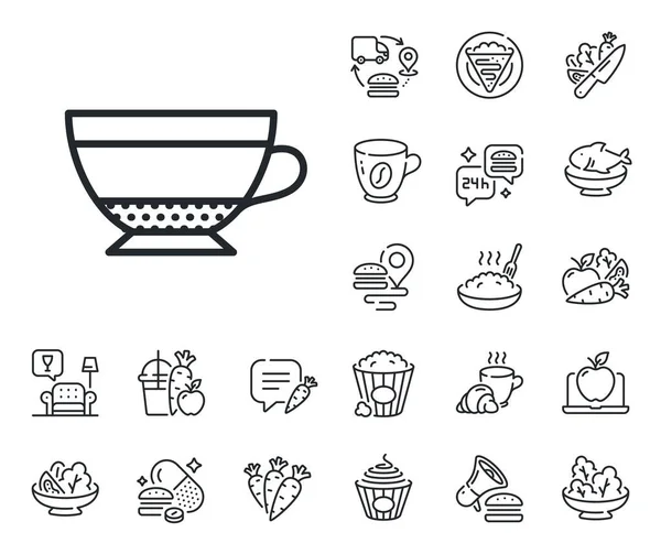 Hot Drink Sign Crepe Sweet Popcorn Salad Outline Icons Dry — Stock Vector