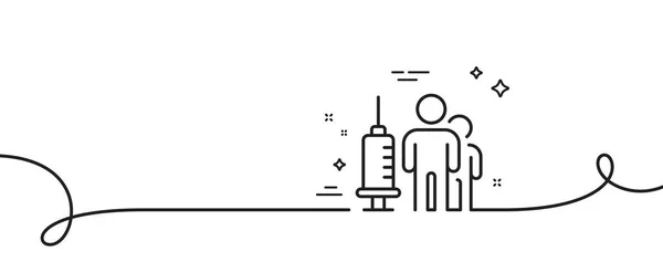 Ligne Vaccination Médicale Icône Continu Une Ligne Avec Boucle Signe — Image vectorielle