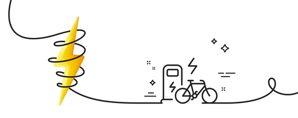 Elektrikli Bisiklet Hattı Simgesi Kıvrımlı Tek Bir Çizgi Motorlu Bisiklet — Stok Vektör