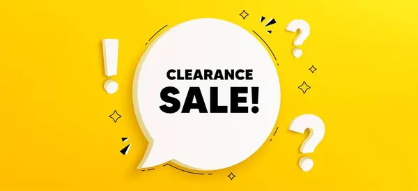 Clearance Sale Tag Rozhovor Bublina Nápis Otázkami Speciální Nabídková Cena — Stockový vektor