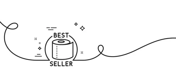 Toiletpapier Weefsel Roll Line Pictogram Continue Één Lijn Met Krul — Stockvector