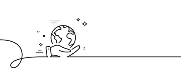 グローバルビジネスラインアイコン カールとの連続した1行 惑星サインを保存する インターネットマーケティングシンボル 惑星単一の概要リボンを保存する ループ曲線パターン ベクター — ストックベクタ