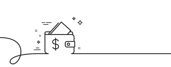 钱包线图标 连续一行与卷曲 可负担性标志 现金储蓄符号 钱包单轮廓丝带 循环曲线模式 — 图库矢量图片