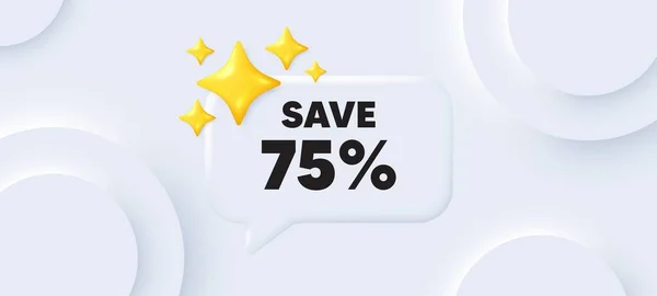 Sparen Sie Prozent Rabatt Neumorpher Hintergrund Mit Chat Sprechblase Verkauf — Stockvektor