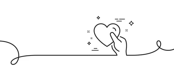 保持心脏线图标 连续一行与卷曲 朋友都喜欢签名 友谊之手的象征保持心脏单一轮廓带 循环曲线模式 — 图库矢量图片