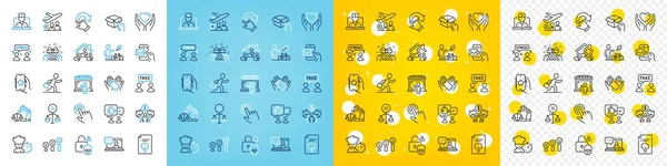 Vector Icons Set Gift Work Home Puzzle Line Icons Pack — Stock Vector