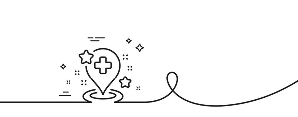 Икона Линии Госпиталя Непрерывная Одна Линия Кудряшками Знак Медицинского Места — стоковый вектор