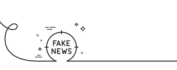 偽ニュースラインアイコン カールとの連続した1行 プロパガンダ陰謀の標的サイン 間違った真実のシンボル 偽ニュースシングルアウトラインリボン ループ曲線パターン ベクター — ストックベクタ
