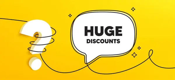 Huge Discounts Tag Continuous Line Chat Banner Special Offer Price — Stock Vector