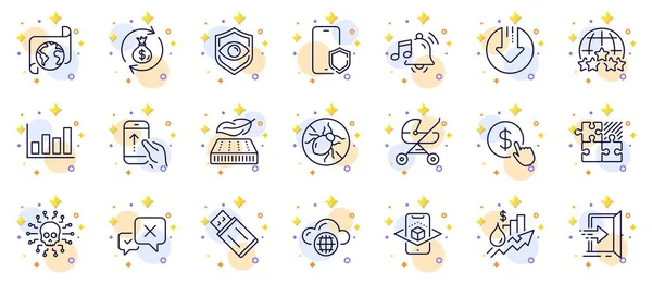 Outline Set Rating Stars Puzzle Game Eye Detect Line Icons — Stock Vector