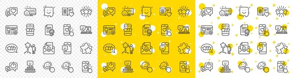 Set User Opinion Customer Service Star Rating Icons Feedback Line — Stock Vector