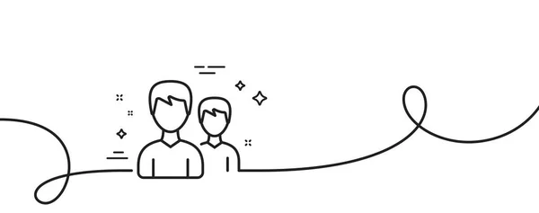 用户线路图标 连续一行与卷曲 夫妇或团体的标志 男性人物造型符号 夫妇单一轮廓丝带 循环曲线模式 — 图库矢量图片