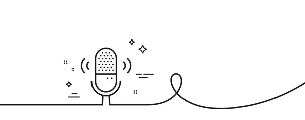 Ikona Mikrofonu Ciągła Linia Lokami Znak Mikrofonowy Symbol Urządzenia Rejestrującego — Wektor stockowy