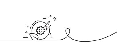 Yeşil enerji hattı simgesi. Kıvrımlı tek bir çizgi. Elektrik güç işareti. Yenilenebilir elektrik sembolü. Yeşil enerji tek hatlı şerit. Döngü eğrisi modeli. Vektör