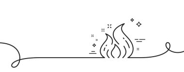 Enerji hattı simgesini ateşle. Kıvrımlı tek bir çizgi. Alev işareti. Ekoloji sembolü. Ateş enerjisi tek şeritli. Döngü eğrisi modeli. Vektör