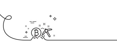 Bitcoin maden hattı ikonu. Kıvrımlı tek bir çizgi. Şifreli para işareti. Şifreli para kazma sembolü. Bitcoin madencilik tek ana hatlı kurdele. Döngü eğrisi modeli. Vektör