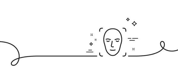 Ansiktsikonen Kontinuerlig Linje Med Curl Huvudigenkänning Identifieringssymbol Ansiktsdetektering Enkelt Konturband — Stock vektor