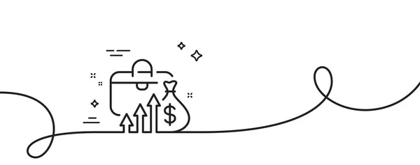 薪水线图标 连续一行与卷曲 增加投资签名 通货膨胀标志 工资单列表带 循环曲线模式 — 图库矢量图片