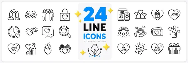 Icons Set Ever Search Love Dating Line Icons Pack App — Stock Vector