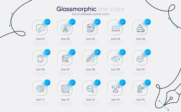Set Chemistry Lab Microphone Yoga Line Icons Web App Cloud — Stock Vector